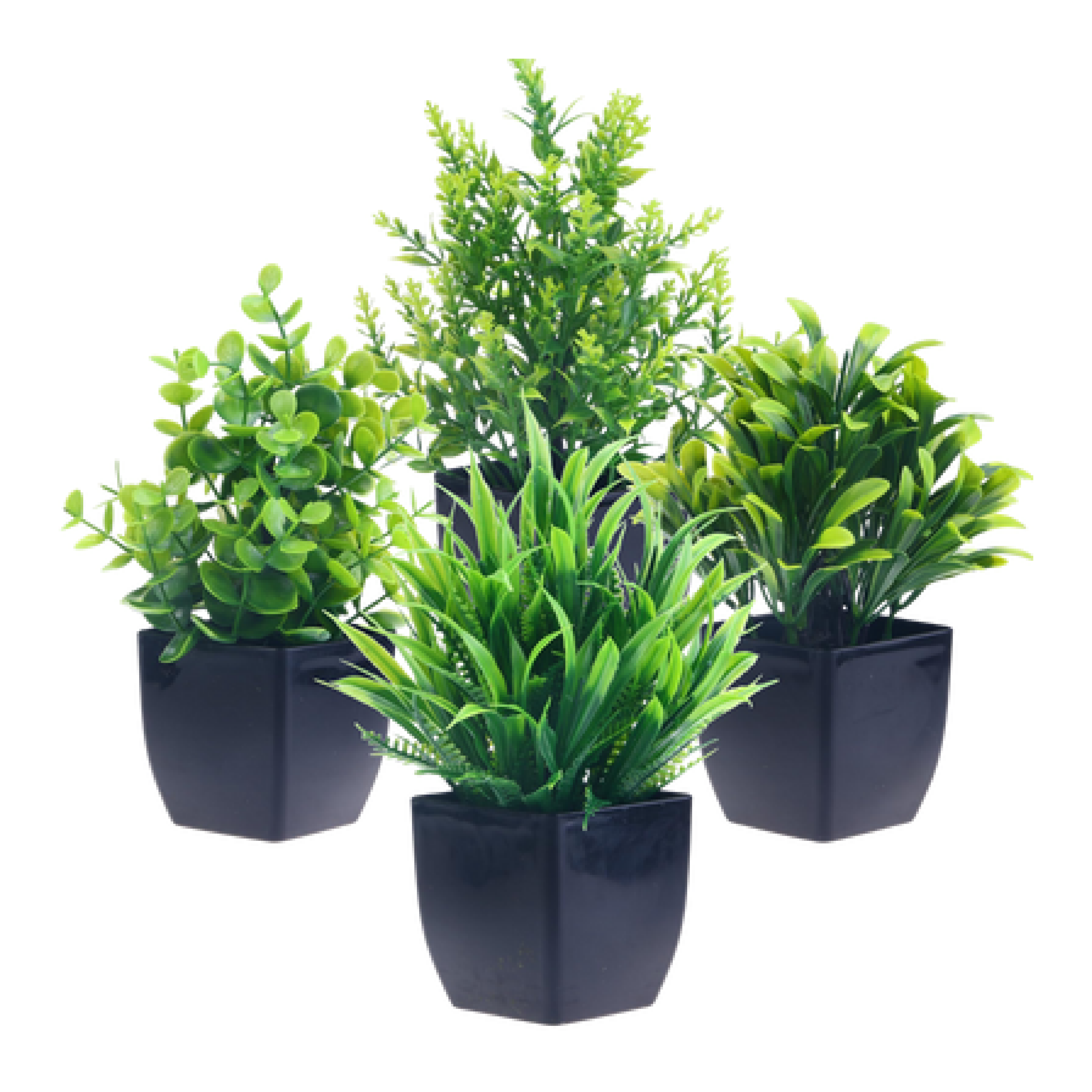 Maceta negra con planta artificial Maceta negra con planta artificial - Image 1