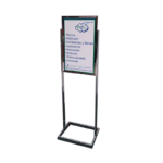 Base cromada con letrero