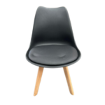 Silla oslo negra acoginada con tono gris oscuro con patas de madera